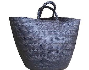 Cesta de palma de iraca hecha a mano: bolso de mercado bohemio, bolso de playa