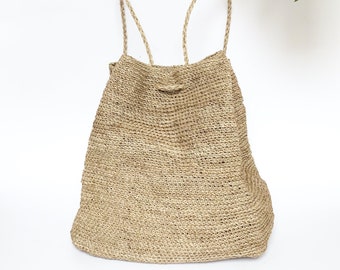 Sierra Natural Straw Raffia Backpack, Market Bag, Handmade summer bag,  Basket Beach bag, Boho Handbag, Gifts for her