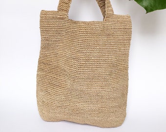 Natural Straw Raffia Tote, Market Bag, Handmade summer bag, Basket Beach bag, Boho Bag, Ethical Sustainable, Gifts for her