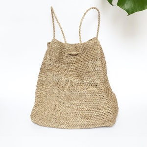 Handmade Raffia Backpack: Natural Straw Boho Beach Bag