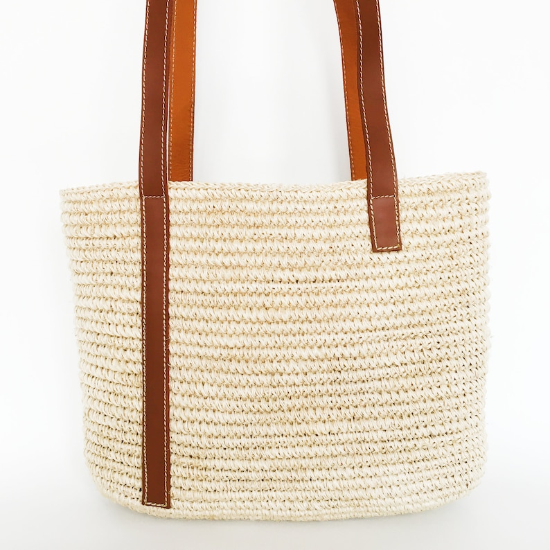 Palmette Raffia Crossbody Bag With Leather Straps Straw Etsy