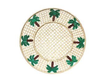 Jogo americano com estampa de palmeiras da praia - Decoração de jantar boho