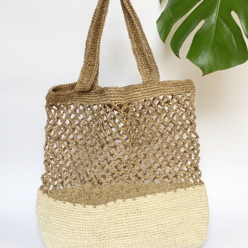 Natural White Straw Raffia Tote Market Shoulder Bag Handmade - Etsy