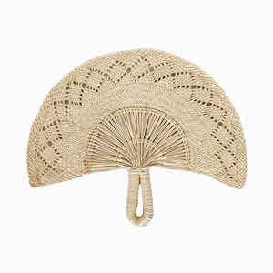 Leque de mão Iraca/leques de palha de ráfia/leques de casamento/despedida de solteira/presentes de damas de honra/presentes de casamento de praia/decoração de parede