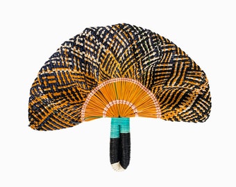 Handwoven Iraca Palm Fan, Colombian Raffia Wedding Favor