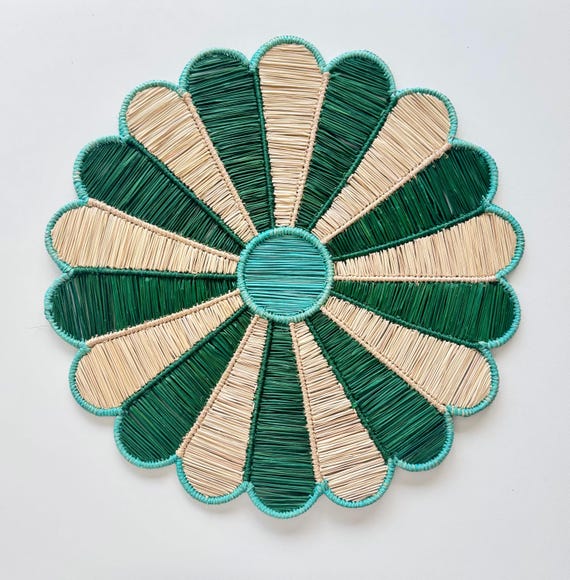 Individual con posavasos de palma de iraca: vajilla colombiana