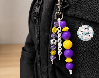 Llavero/Colgante deportivo personalizado para bolso – Colores del equipo y cuentas deportivas personalizadas