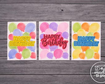 Tarjeta de felicitación de cumpleaños con globo