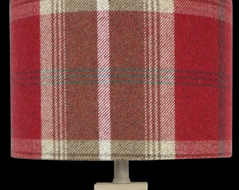 Red Skye Tartan Tweed Highland Country Check Lampshade