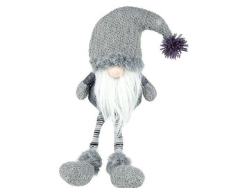Small Grey Bobble Hat Santa Shelf Sitter