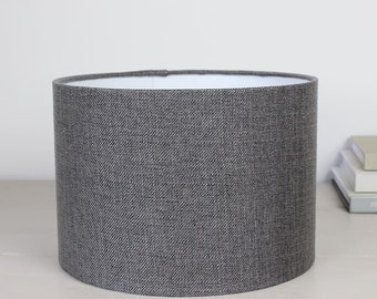 Emilio Pewter Grey Textured Drum Lampshade