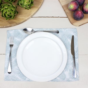 Plume Duckegg Blue Fern Leaf Country Fabric Placemat Set of 4 / Individual