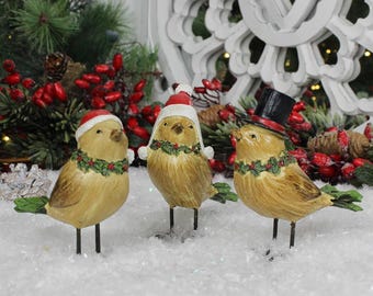 Christmas Birds In Hats