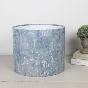 Tatiana Crystal Blue Shimmer Chenille Fabric Drum Lampshade