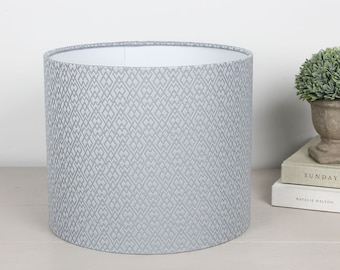 Felix Crystal White & Silver Blue Diamond Patterned Lampshade