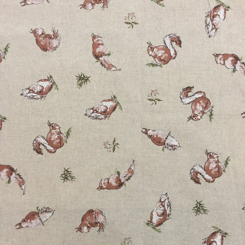 Mini Prints Hens And Chickens Country Side Animals Linen Look Fabric