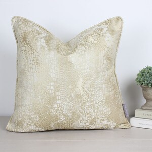 Serpentine Caramel Gold & Cream Snake Skin Animal Print Piped Cushion / Cushion Cover 16" 18" 20" 22"