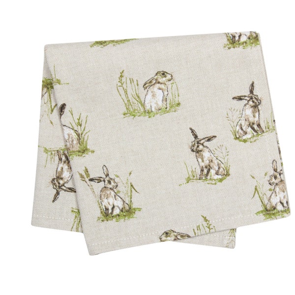 Cloth Serviette Country Hare Beige Animal Fabric Napkins 41 x 41cm Set of 4 / Individual