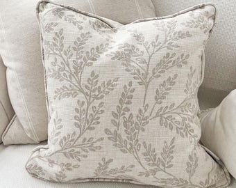 Ferndown Linen Taupe Floral Print Cushion