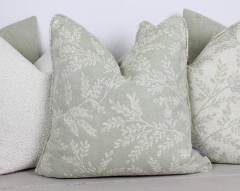 Ferndown Sage and Ivory Floral Print Cushion