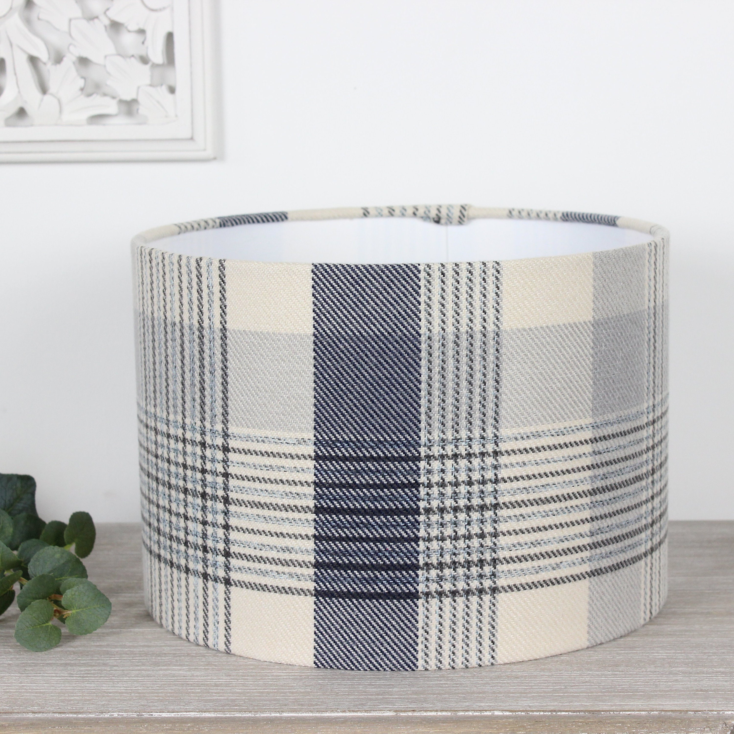 Katrine Indigo Tartan Check Drum Lampshade