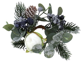 Small Eucalyptus with Fir & Blueberries Candle Ring, Sml