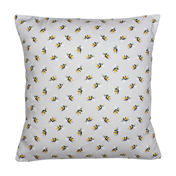 Silver Grey Bumble Bee Cushion Cover