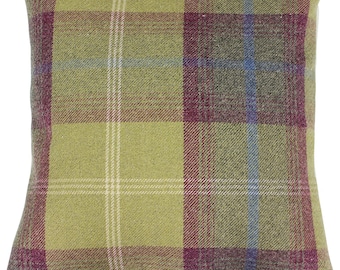 Balmoral Pistachio Green / Purple Checked Cushion / Cushion Cover
