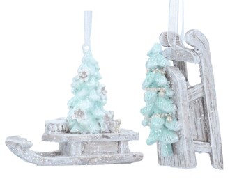 Grey & Green Sledge with Tree