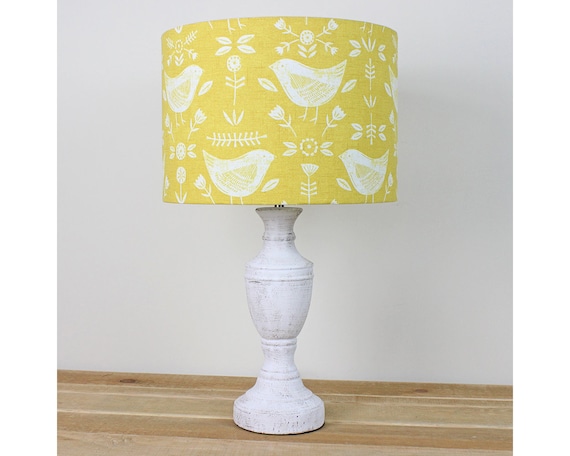 Narvik Ochre Birds Scandinavian Scandi Drum Lampshade Country Uk Narvik Ochre Birds Scandinavian Scandi, Scandinavian Lamp Shades