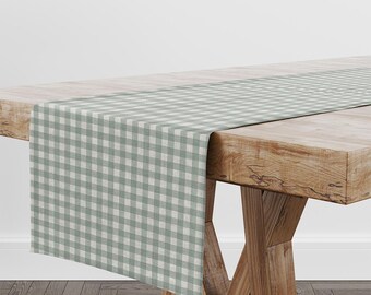 Harrison Cropper Hillcrest Gingham Fabric Table Runner (Duckegg)