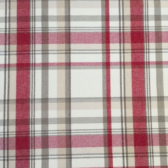 balmoral red Wool Effect Thick Tartan Upholstery Curtain Designer Fabric 
