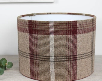 Balmoral Mulberry Tartan Tweed Check Drum Lampshade Country Lamp Shade