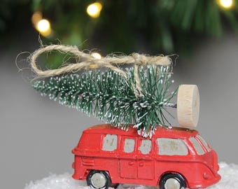 Red Camper With Fir Tree Hanging Decoration