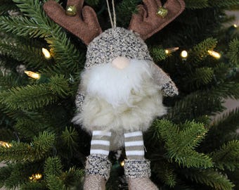Reindeer Gonk With Bell Antlers Tree Decoration