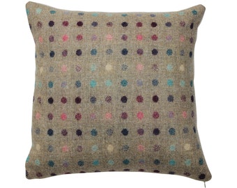 Multi Spot Fawn Tweed Wool Cushion / Cushion Cover