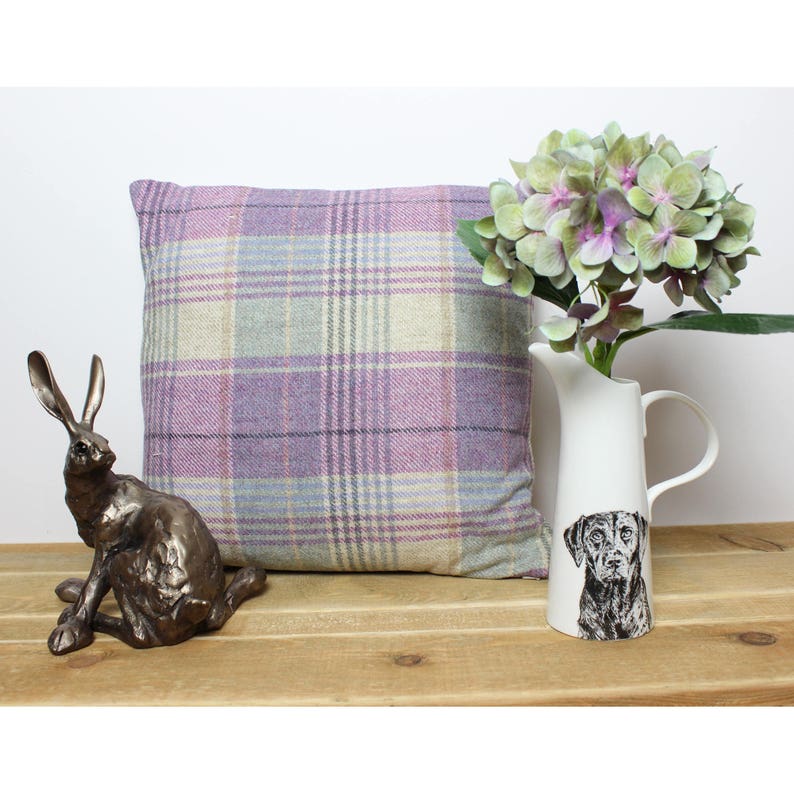 Kincraig Lilac Tweed Wool Plaid Checked Tartan Cushion / Etsy UK