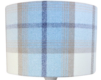 Balmoral Sky Blue Tartan Check Drum Lampshade