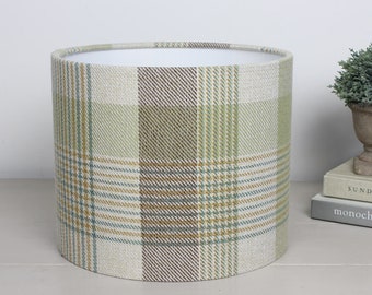 Katrine Pistachio Tartan Drum Lampshade