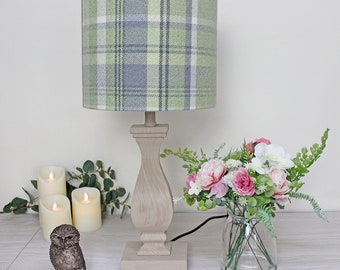 Elgin Sage Check Drum Lampshade