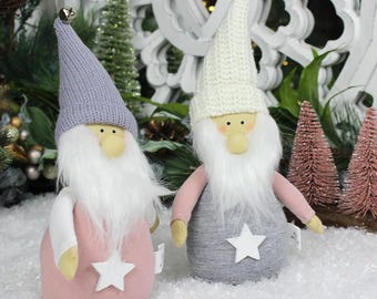 Standing Pink/Grey Santa Ornament
