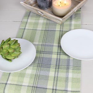 Elgin Sage Green & Grey Check Table Runner