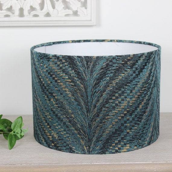 Luxor Teal Blue Grey Gold Drum Lampshade Etsy Australia