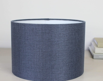 Emilio Storm Navy Blue Textured Drum Lampshade