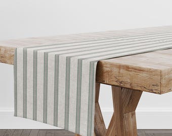 Harrison Cropper Winterfell Ticking Stripe Table Runner (Duckegg)