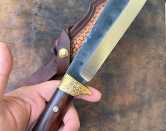 Custom Bowie Knife - Ironwood handle , hand enraved for hunting and survival
