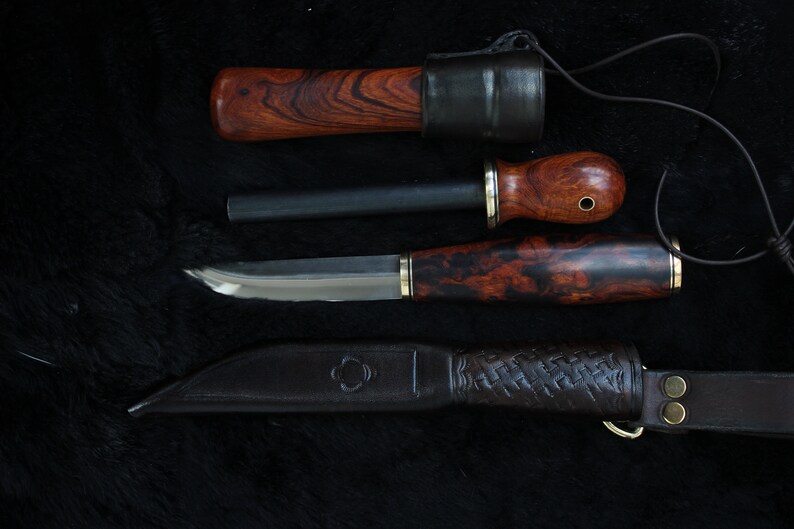 Custom Knife and Ferro Rod Set Handmade Puukko With Desert Etsy