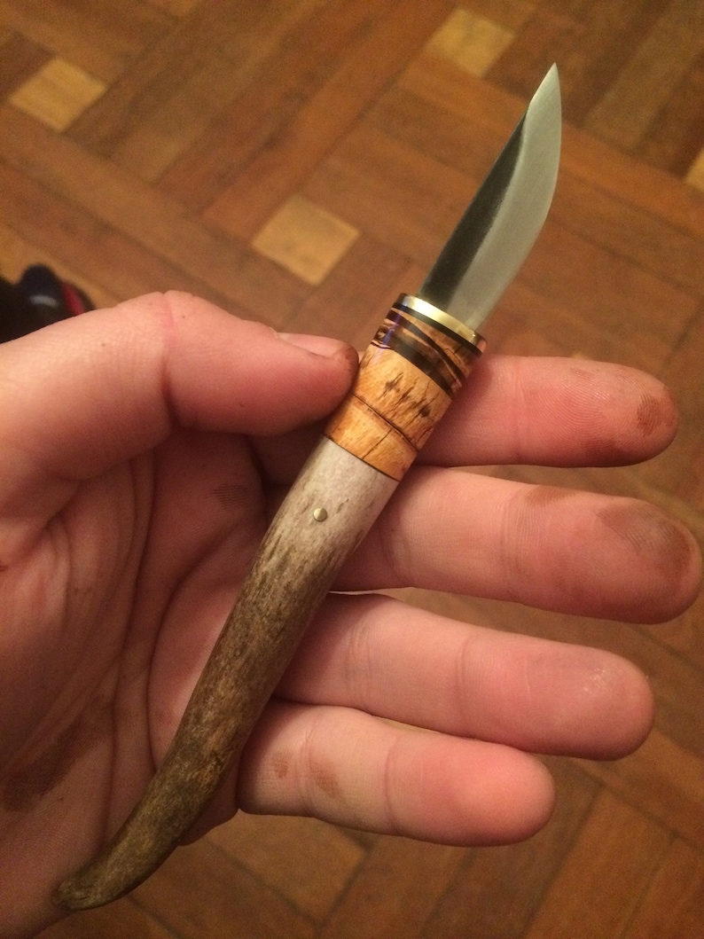 Neck Knife Custom Bushcraft Knife Puukko Stabilized Etsy