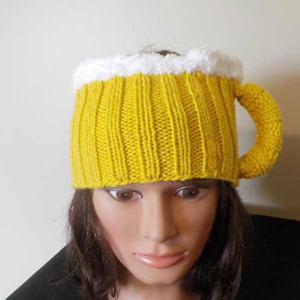 beer lovers ear warmers, beer mug ear warmers, knit ear warmers for beer lovers, gag gifts for beer lovers