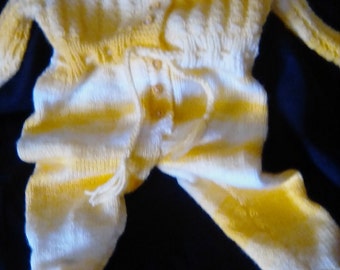 Baby onesie, knit baby onesie, yellow onesie, unisex baby onesie, three to six month onesie, baby shower gift, new parent gift